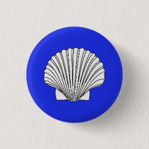 Shell ontwerp met blauwe achtergrond ronde button 3,2 cm