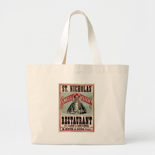 Shell Oysters  Advertisement Grote Tote Bag (Voorkant)