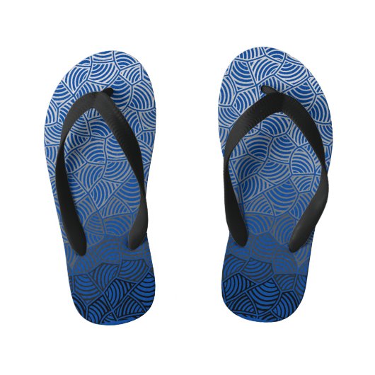 Shell patroon.04.w DBlue BG Kinder Teenslippers (Voetbed)