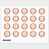 Shell Patroon Art Deco Goud Blad Formele Bruiloft Ronde Sticker (Vel)