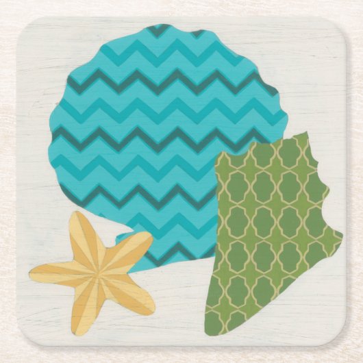 Shell Pattern II Vierkante Kartonnen Onderzetter (Voorkant)