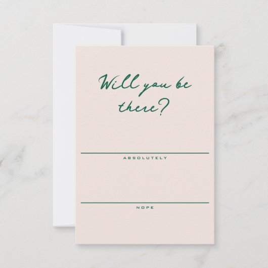 Shell Pink and Green Simple RSVP Card (Voorkant)