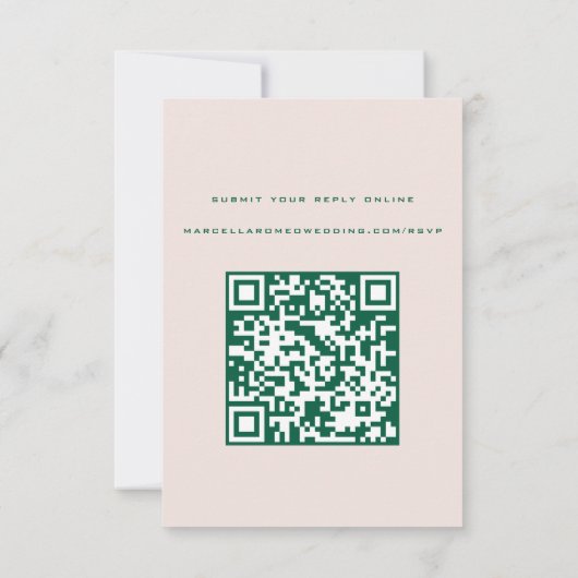 Shell Pink and Green Simple RSVP Card (Dos)