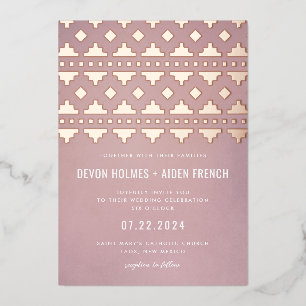 Shell Pink Southwest Gleam Wedding Roos Gold Folie Uitnodiging
