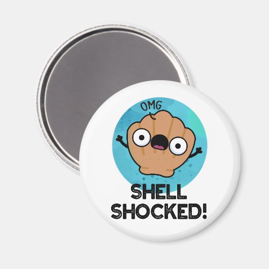 Shell Shocked Funny Seashell Pun Magneet (Voorkant / Achterkant)