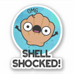 Shell Shocked Funny Seashell Pun Sticker