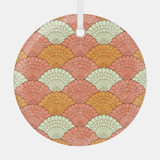 Shell spektakel: Abstracte Zeeen Glas Ornament (Voorkant)