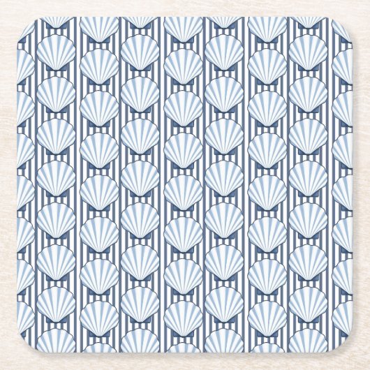 Shell Stripe Elegance! Vierkante Kartonnen Onderzetter (Voorkant)