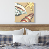 Shell Trio op Khaki Canvas Afdruk (Insitu (Slaapkamer))