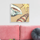 Shell Trio op Khaki Canvas Afdruk (Insitu (Woonkamer))