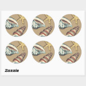 Shell Trio op Khaki Ronde Sticker (Vel)