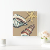 Shell Trio op Khaki Vierkante Klok (Huis)