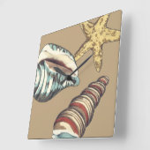 Shell Trio op Khaki Vierkante Klok (Hoek)