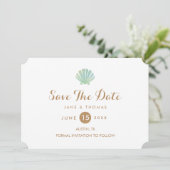 Shell Watercolor Aqua Wedding Enregistrer La Carte (Debout devant)