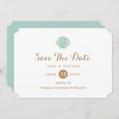 Shell Watercolor Aqua Wedding Enregistrer La Carte (Devant / Derrière)