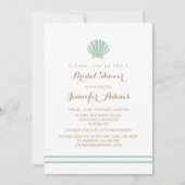 Shell Waterverf Aqua Bridal Shower Invitation Kaart (Voorkant)