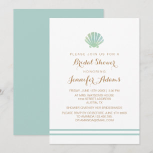 Shell Waterverf Aqua Bridal Shower Invitation Kaart