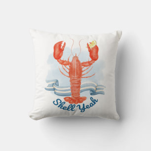 Shell Yeah Lobster / Coastal Beach Pun Kussen