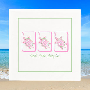 Shell Yeah... Mahj On! Roze Zeeschildpad Mahjong Servet