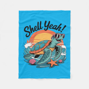 Shell Yeah Schattige Schildpad Oceaan Strand Pun Z Fleece Deken