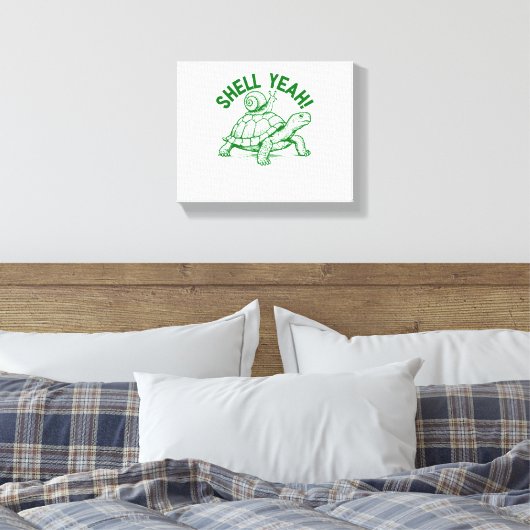 Shell Yeah Turtle Snail Funny Canvas Afdruk (Insitu (Slaapkamer))