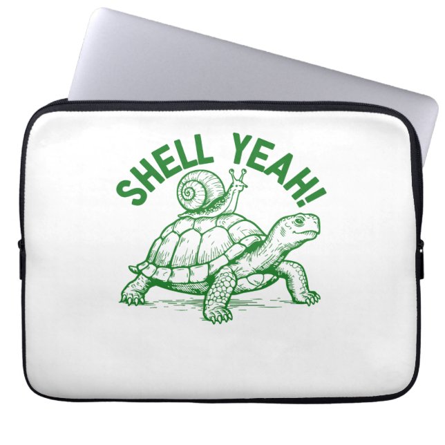 Shell Yeah Turtle Snail Funny Laptop Sleeve (Voorkant)