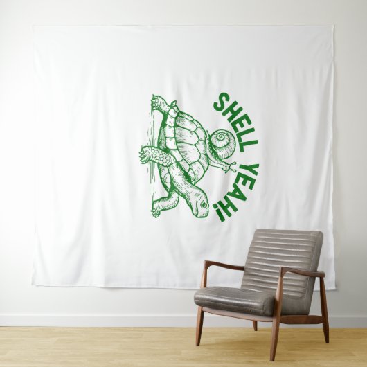 Shell Yeah Turtle Snail Funny Wandkleed (In Situ (horizontaal))