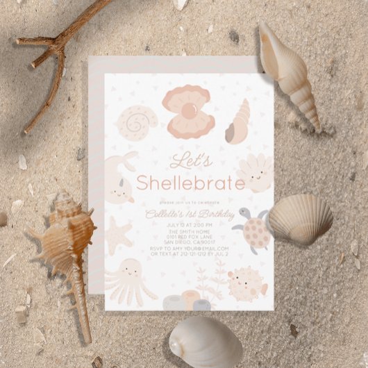 Shellebrate Seashell Creatures Roze 1e Verjaardag Kaart