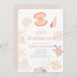 Shellebrate Seashell Creatures roze verjaardag Kaart