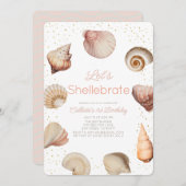 Shellebrate Seashell Realistisch 1e verjaardag Kaart (Voorkant / Achterkant)