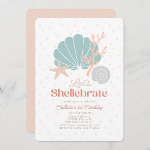 Shellebrate Seashell Retro Roze 1e Verjaardag Kaart