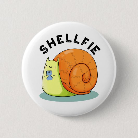 Shellfie Funny Snail Selfie Pun Ronde Button 5,7 Cm (Voorkant)