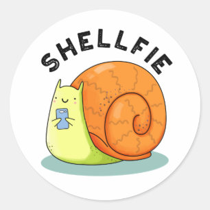 Shellfie Funny Snail Selfie Pun Ronde Sticker
