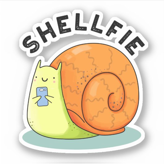 Shellfie Funny Snail Selfie Pun Sticker (Voorkant)