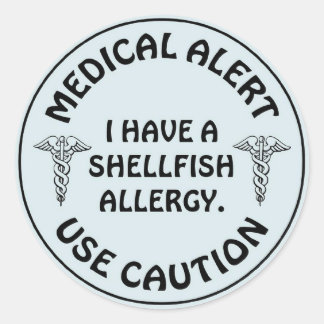 SHELLFISH ALLERGY RONDE STICKER