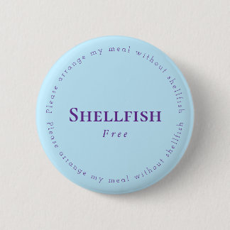 Shellfish Free Request Badge, Light blue, Purple Ronde Button 5,7 Cm