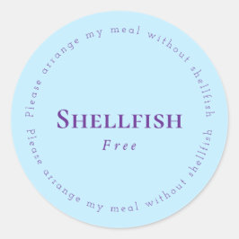 Shellfish Free Request Sticker, Light blue, Purple Ronde Sticker