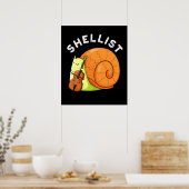 Shellist Funny Snail Cello Pun Dark BG Poster (Keuken)