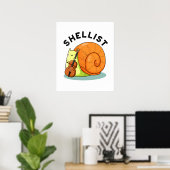 Shellist Funny Snail Cello Pun Poster (Thuiskantoor)