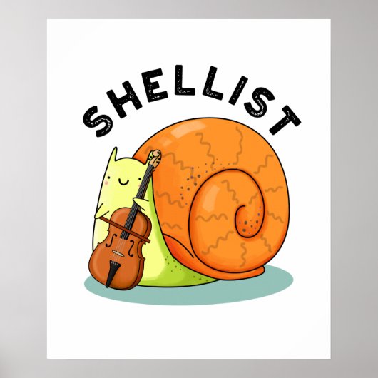 Shellist Funny Snail Cello Pun Poster (Voorkant)