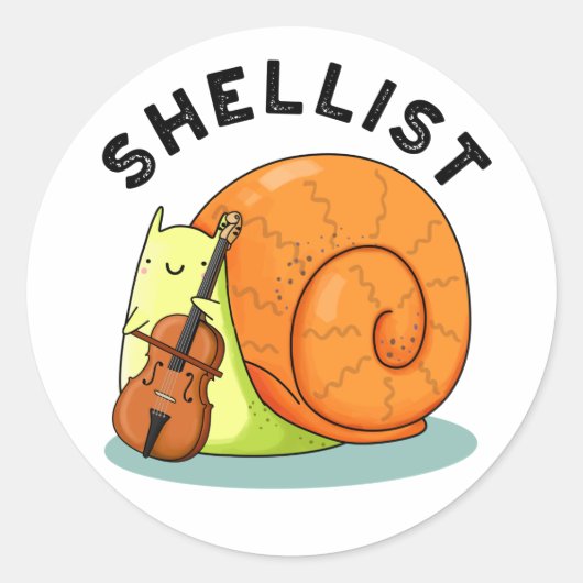 Shellist Funny Snail Cello Pun Ronde Sticker (Voorkant)