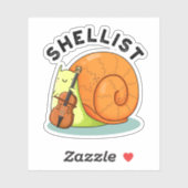 Shellist Funny Snail Cello Pun Sticker (Vel)