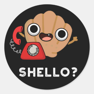 Shello Funny Zee Shell Pun Dark BG Ronde Sticker