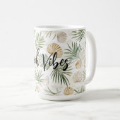 Shells Beach Green Palm Tree Leaves Koffiemok (Voorkant rechts)