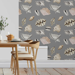 Shells Beach Nautical op grijs Behang