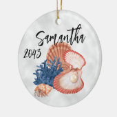 Shells Oyster Pearl Ocean Zee Coastal Keramisch Ornament (Links)