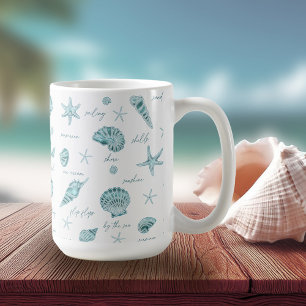 Shells Starfish Sun Fun Text Blauwgroen ID918 Koffiemok