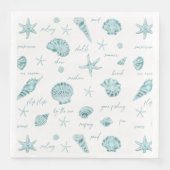 Shells Starfish Sun Fun Text Blauwgroen ID918 Servet (Voorkant)