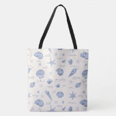 Shells Starfish Sun Fun Text Blue ID918 Draagtas (Voorkant)