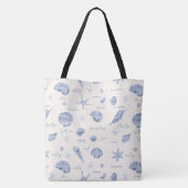 Shells Starfish Sun Fun Text Blue ID918 Draagtas (Achterkant)